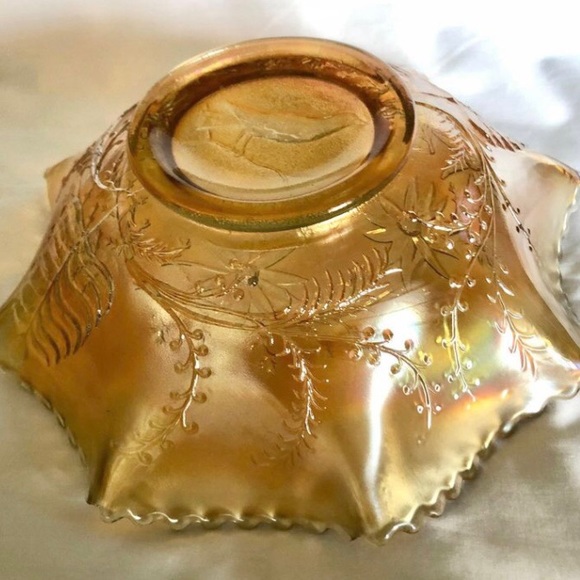 Antique Carnival Glass Australian Rare Crown Crystal Marigold Magpie Bowl 1920s - Picture 4 of 7